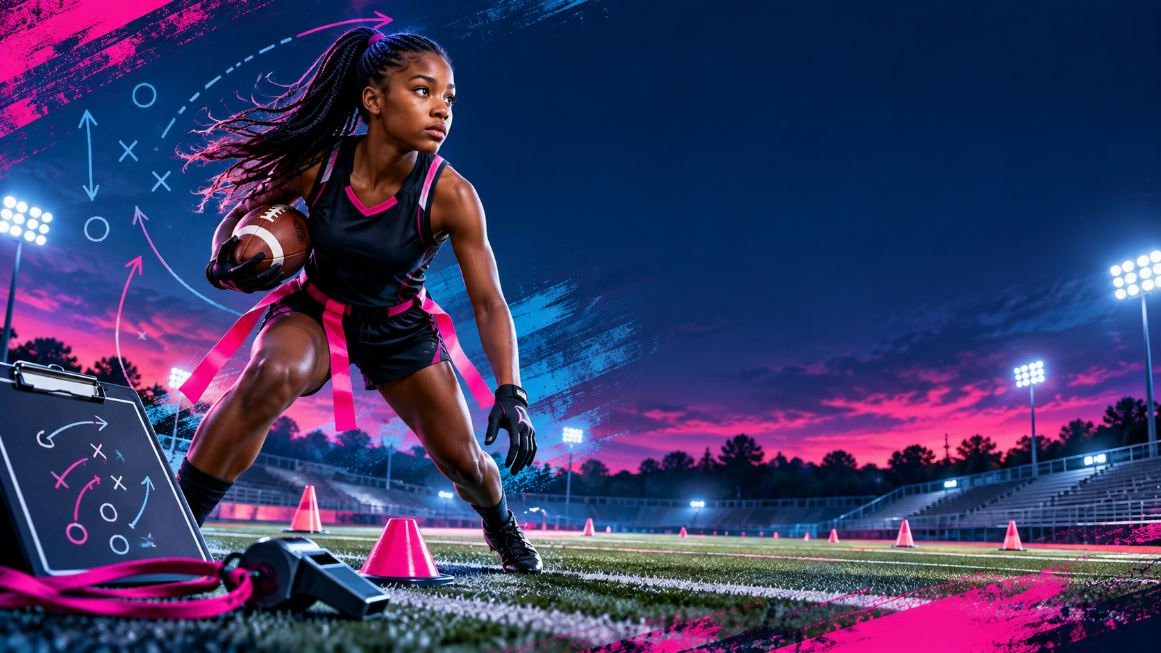 Women's flag football players
